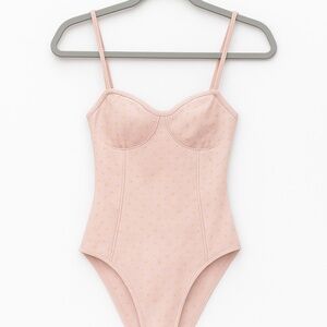 Zara Pink Floral Corset-Style Bodysuit • S